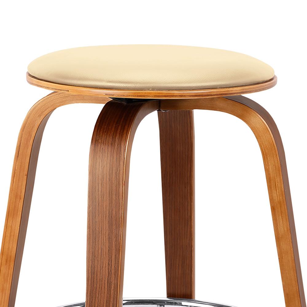 Armen Living - Harbor 26in Counter Height Backless Swivel Cream Faux Leather and Walnut Wood Mid-Century Modern Bar Stool - LCHBBACRWA26 veiw 3
