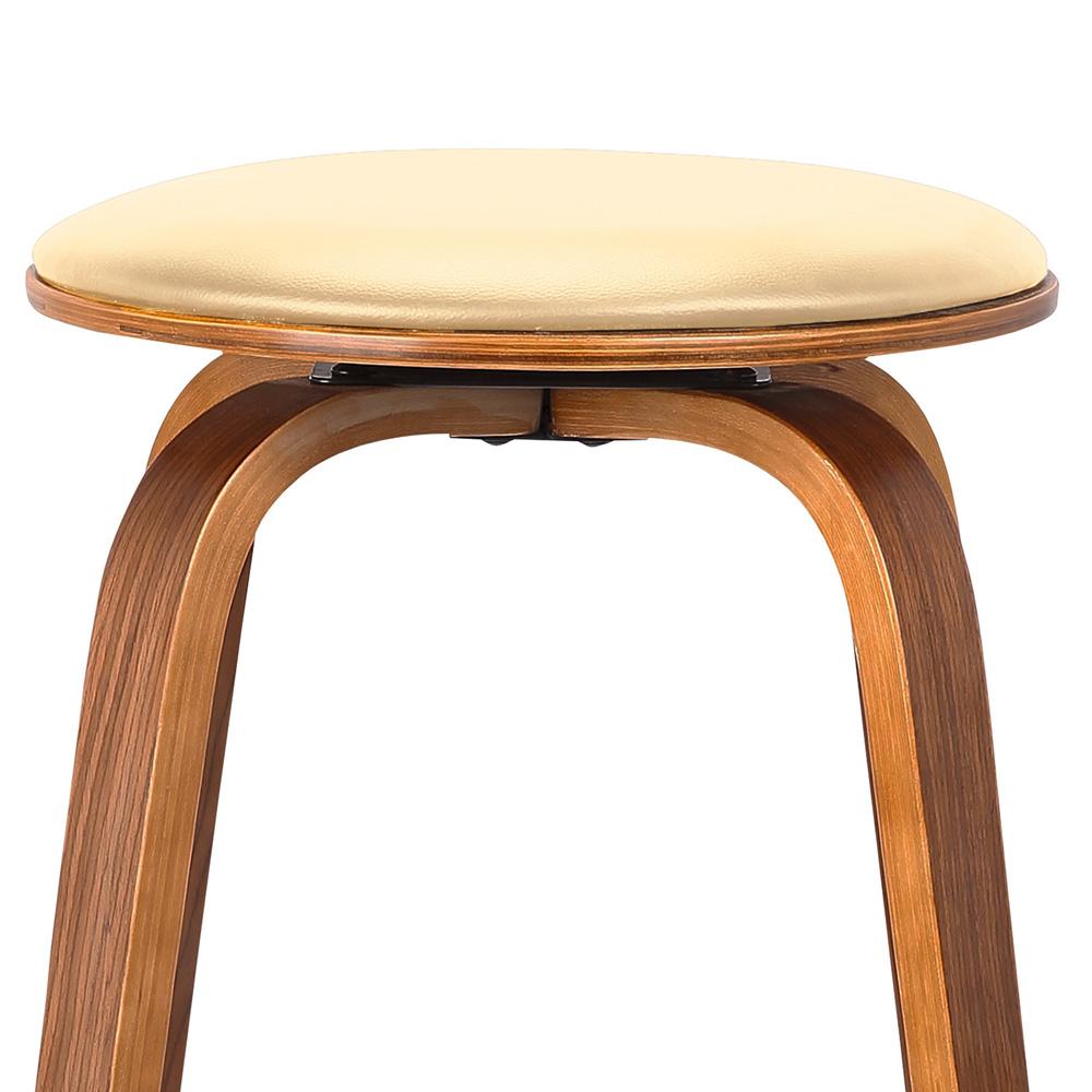 Armen Living - Harbor 26in Counter Height Backless Swivel Cream Faux Leather and Walnut Wood Mid-Century Modern Bar Stool - LCHBBACRWA26 veiw 4