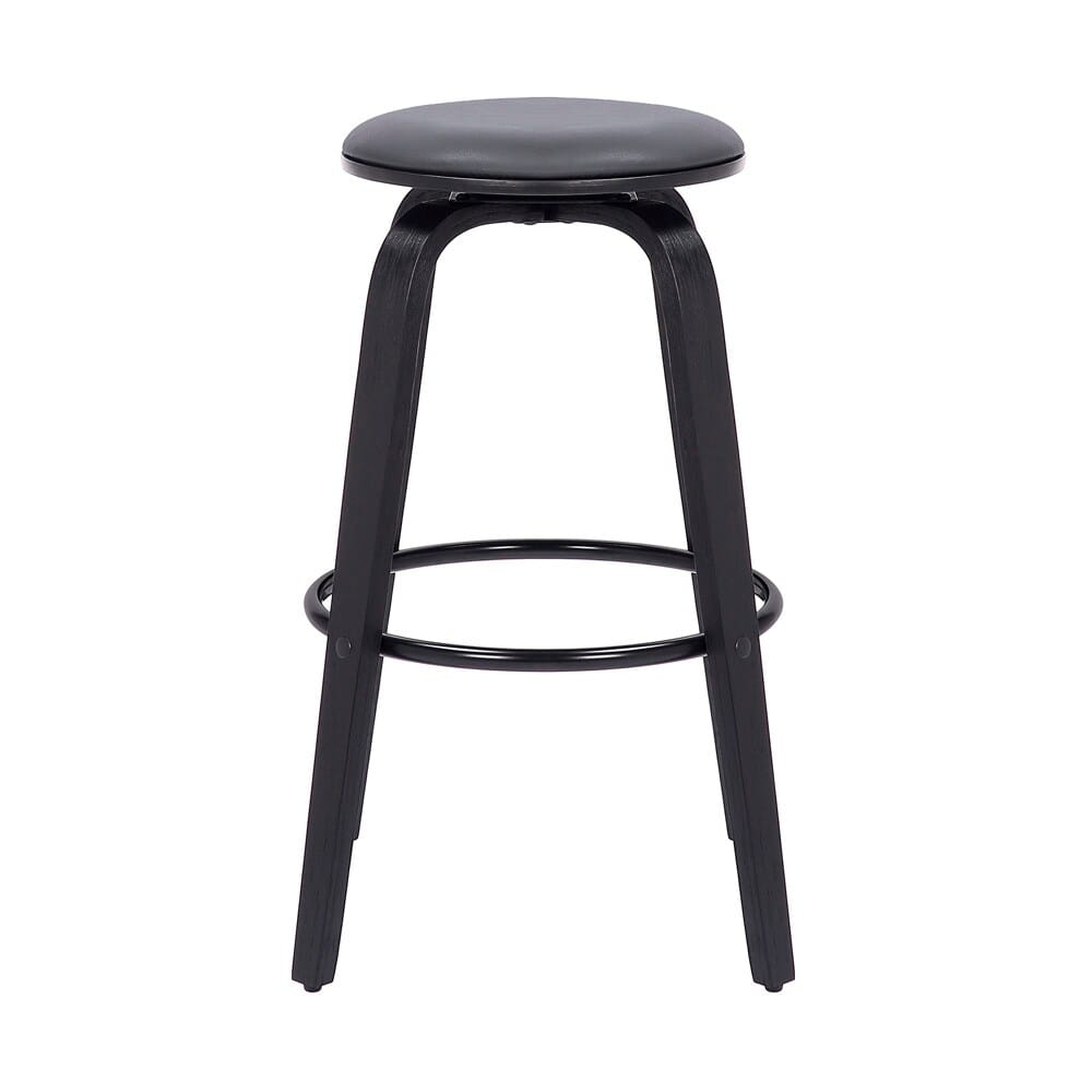 Armen Living - Harbor 26in Counter Height Backless Swivel Grey Faux Leather and Black Wood Mid-Century Modern Bar Stool - LCHBBAGRBL26 veiw 2