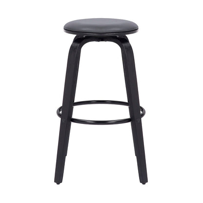 Armen Living - Harbor 26in Counter Height Backless Swivel Grey Faux Leather and Black Wood Mid-Century Modern Bar Stool - LCHBBAGRBL26 veiw 2