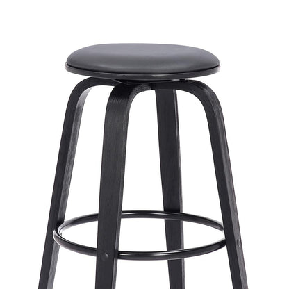 Armen Living - Harbor 26in Counter Height Backless Swivel Grey Faux Leather and Black Wood Mid-Century Modern Bar Stool - LCHBBAGRBL26 veiw 3