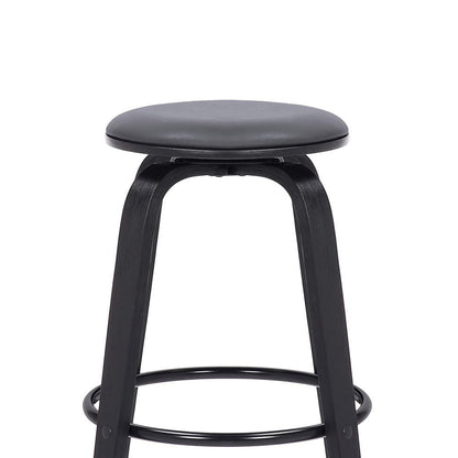 Armen Living - Harbor 26in Counter Height Backless Swivel Grey Faux Leather and Black Wood Mid-Century Modern Bar Stool - LCHBBAGRBL26 veiw 4