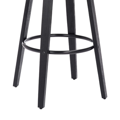 Armen Living - Harbor 26in Counter Height Backless Swivel Grey Faux Leather and Black Wood Mid-Century Modern Bar Stool - LCHBBAGRBL26 veiw 5
