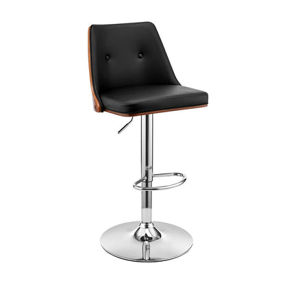 Armen Living - Jacob Adjustable Swivel Black Faux Leather and Walnut Wood Bar Stool with Chrome Base - LCJBBAWABL veiw 1