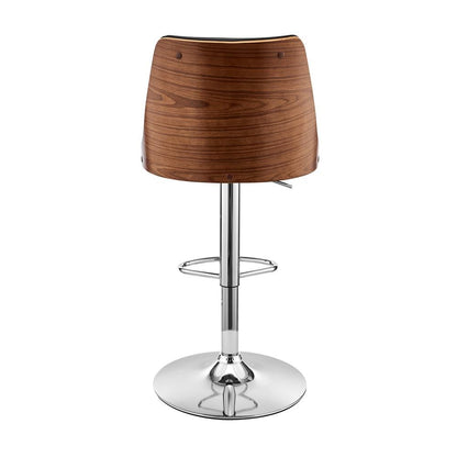 Armen Living - Jacob Adjustable Swivel Black Faux Leather and Walnut Wood Bar Stool with Chrome Base - LCJBBAWABL veiw 5