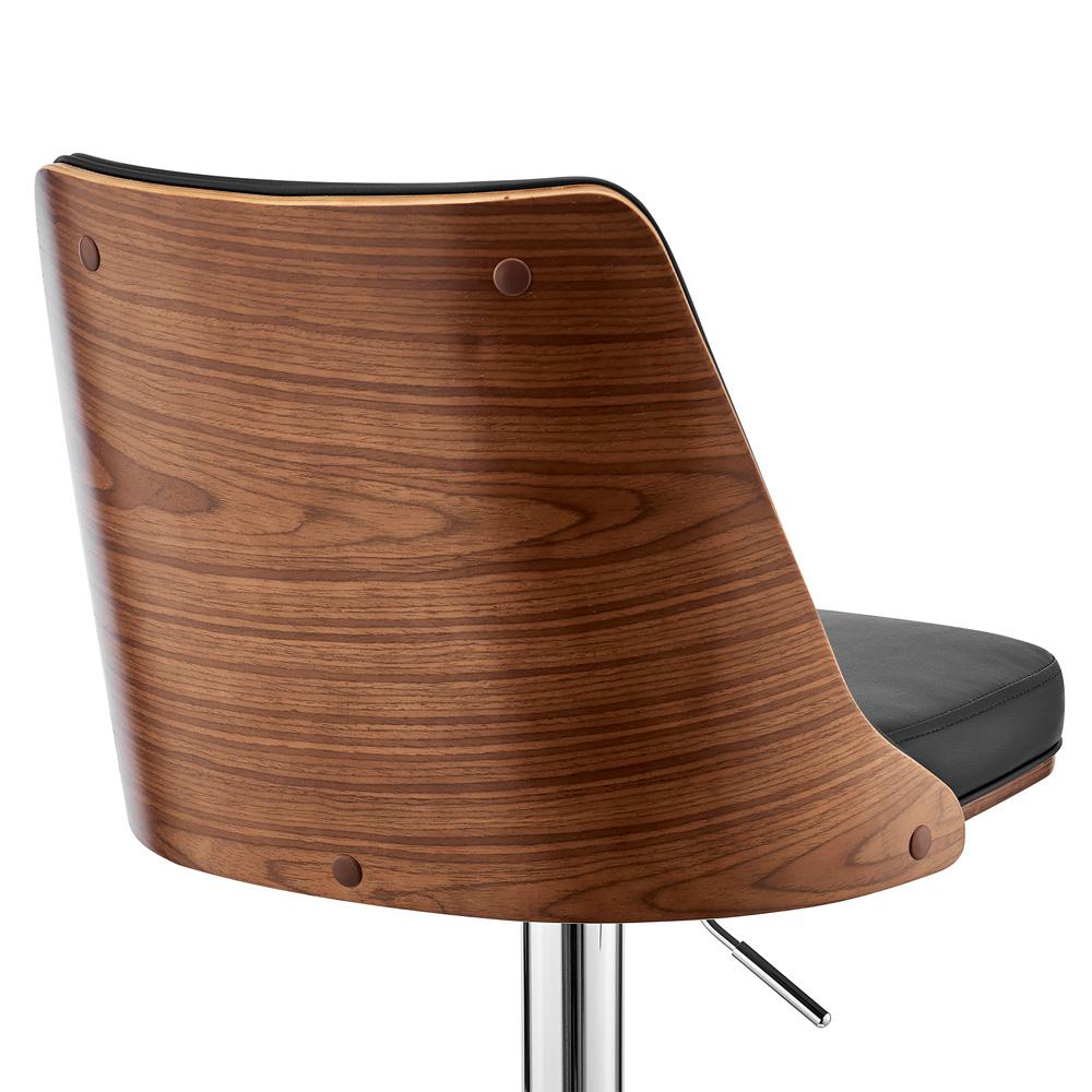 Armen Living - Jacob Adjustable Swivel Black Faux Leather and Walnut Wood Bar Stool with Chrome Base - LCJBBAWABL veiw 7