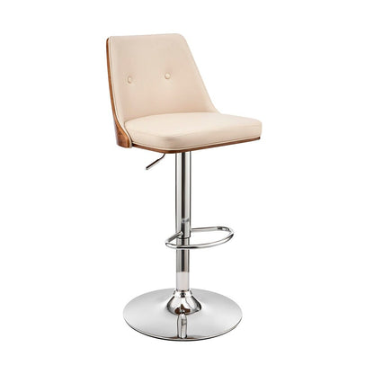 Armen Living - Jacob Adjustable and Swivel Cream Faux Leather and Walnut Wood Bar Stool with Chrome Base - LCJBBAWACR veiw 1