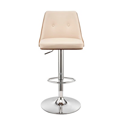 Armen Living - Jacob Adjustable and Swivel Cream Faux Leather and Walnut Wood Bar Stool with Chrome Base - LCJBBAWACR veiw 2