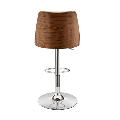 Armen Living - Jacob Adjustable and Swivel Cream Faux Leather and Walnut Wood Bar Stool with Chrome Base - LCJBBAWACR veiw 5
