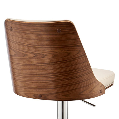 Armen Living - Jacob Adjustable and Swivel Cream Faux Leather and Walnut Wood Bar Stool with Chrome Base - LCJBBAWACR veiw 7