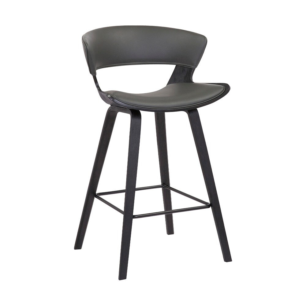 Armen Living - Jagger Modern 26in Black Wood and Grey Faux Leather Counter Height Barstool - LCJGBABLGR26 veiw 1