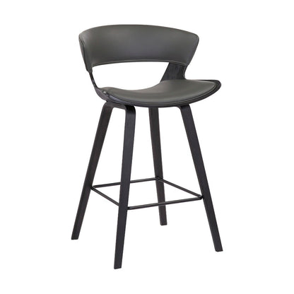 Armen Living - Jagger Modern 26in Black Wood and Grey Faux Leather Counter Height Barstool - LCJGBABLGR26 veiw 1