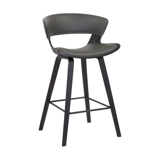 Armen Living - Jagger Modern 26in Black Wood and Grey Faux Leather Counter Height Barstool - LCJGBABLGR26 veiw 1