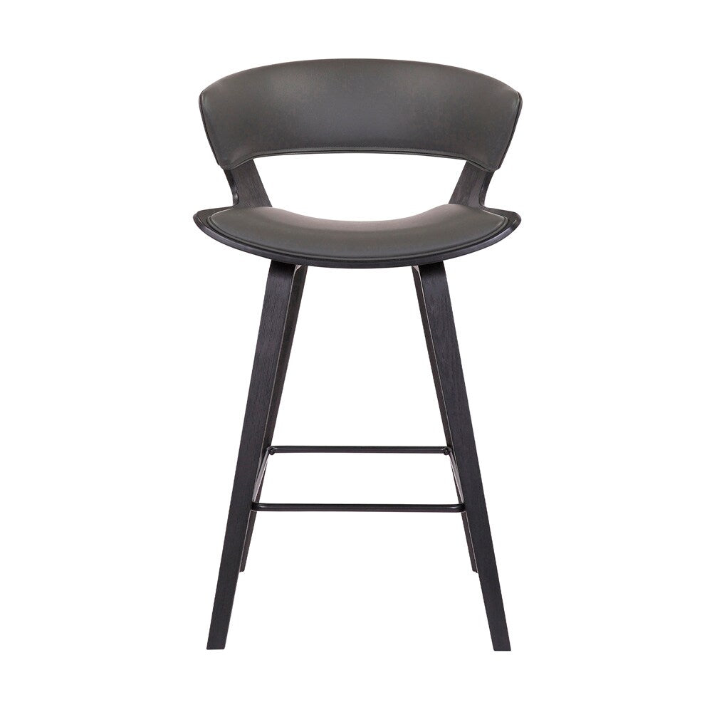 Armen Living - Jagger Modern 26in Black Wood and Grey Faux Leather Counter Height Barstool - LCJGBABLGR26 veiw 2