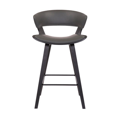 Armen Living - Jagger Modern 26in Black Wood and Grey Faux Leather Counter Height Barstool - LCJGBABLGR26 veiw 2