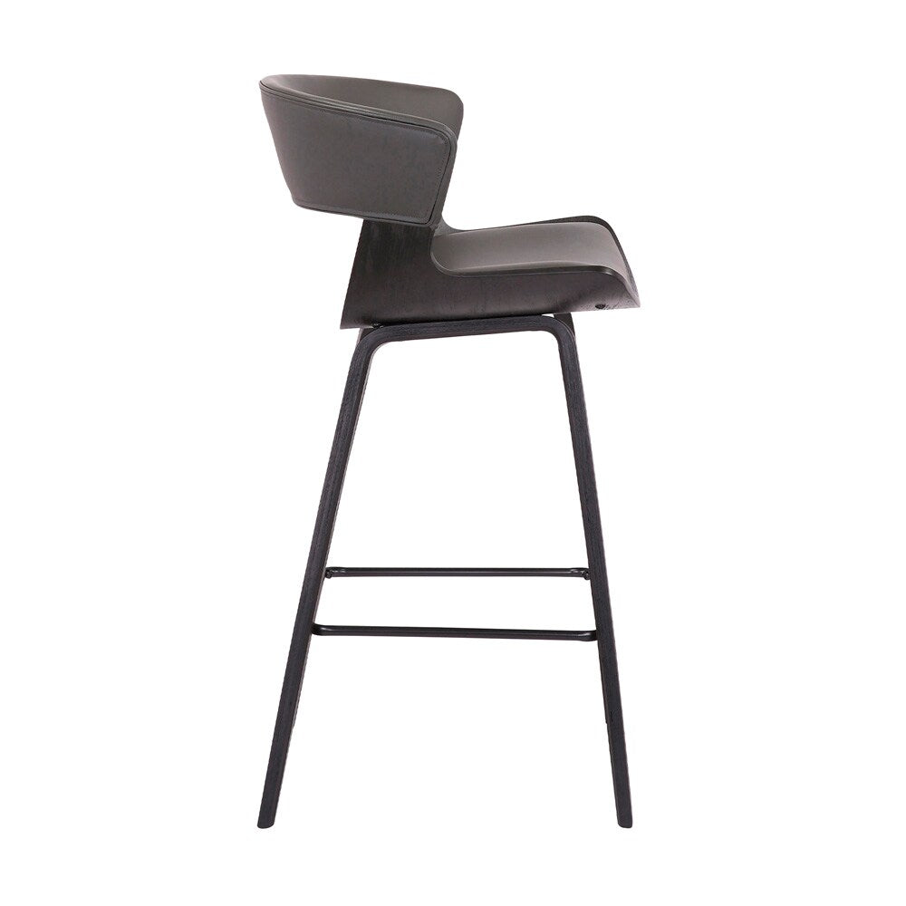 Armen Living - Jagger Modern 26in Black Wood and Grey Faux Leather Counter Height Barstool - LCJGBABLGR26 veiw 3