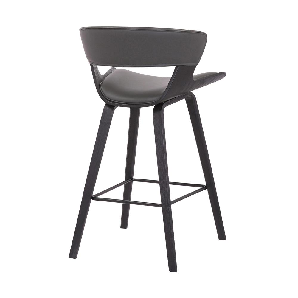 Armen Living - Jagger Modern 26in Black Wood and Grey Faux Leather Counter Height Barstool - LCJGBABLGR26 veiw 4