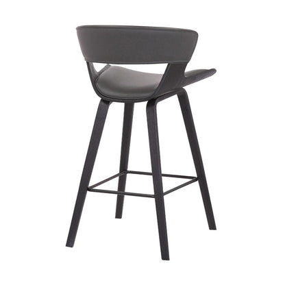 Armen Living - Jagger Modern 26in Black Wood and Grey Faux Leather Counter Height Barstool - LCJGBABLGR26 veiw 4