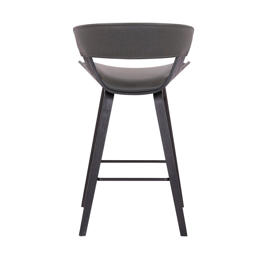 Armen Living - Jagger Modern 26in Black Wood and Grey Faux Leather Counter Height Barstool - LCJGBABLGR26 veiw 5