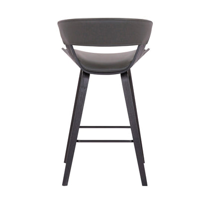 Armen Living - Jagger Modern 26in Black Wood and Grey Faux Leather Counter Height Barstool - LCJGBABLGR26 veiw 5