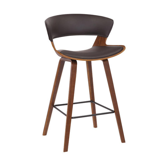 Armen Living - Jagger Modern 26in Wood and Black Faux Leather Counter Height Barstool - LCJGBAWABR26 veiw 1