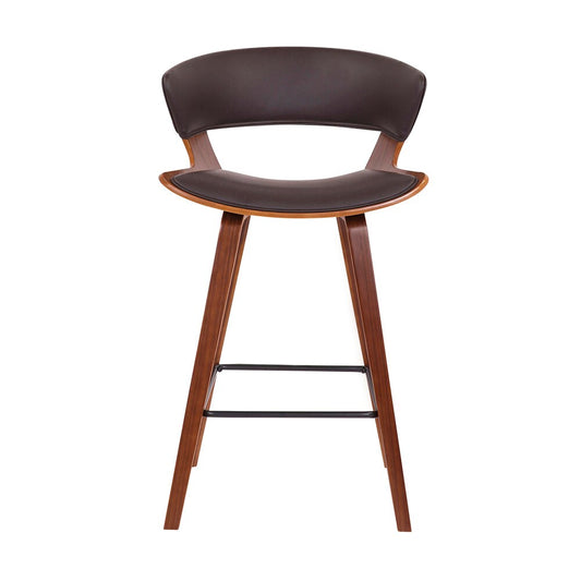 Armen Living - Jagger Modern 26in Wood and Black Faux Leather Counter Height Barstool - LCJGBAWABR26 veiw 2
