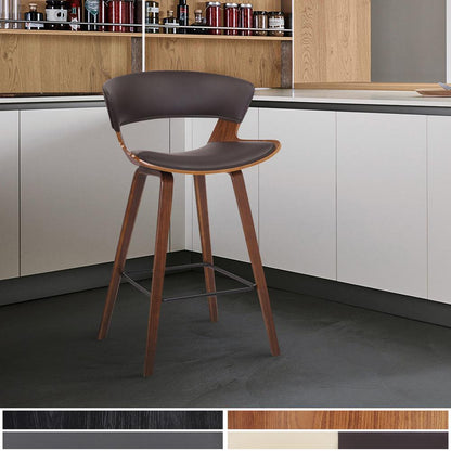 Armen Living - Jagger Modern 26in Wood and Black Faux Leather Counter Height Barstool - LCJGBAWABR26 veiw 6
