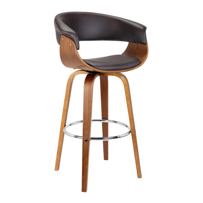 Armen Living - Julyssa 26in Counter Height Swivel Brown Faux Leather and Walnut Wood Bar Stool - LCJSBAWABR26 veiw 1