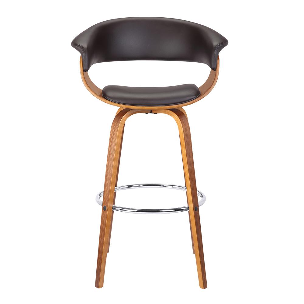 Armen Living - Julyssa 26in Counter Height Swivel Brown Faux Leather and Walnut Wood Bar Stool - LCJSBAWABR26 veiw 2