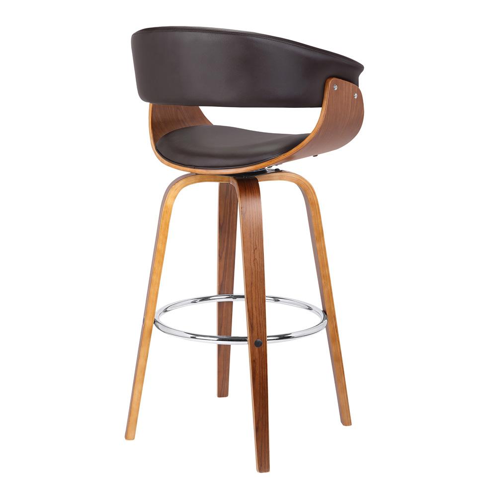 Armen Living - Julyssa 26in Counter Height Swivel Brown Faux Leather and Walnut Wood Bar Stool - LCJSBAWABR26 veiw 3