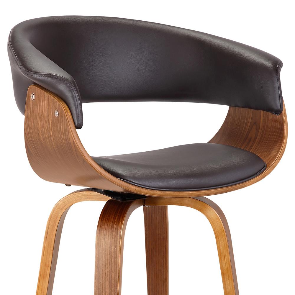 Armen Living - Julyssa 26in Counter Height Swivel Brown Faux Leather and Walnut Wood Bar Stool - LCJSBAWABR26 veiw 4