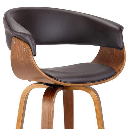 Armen Living - Julyssa 26in Counter Height Swivel Brown Faux Leather and Walnut Wood Bar Stool - LCJSBAWABR26 veiw 4
