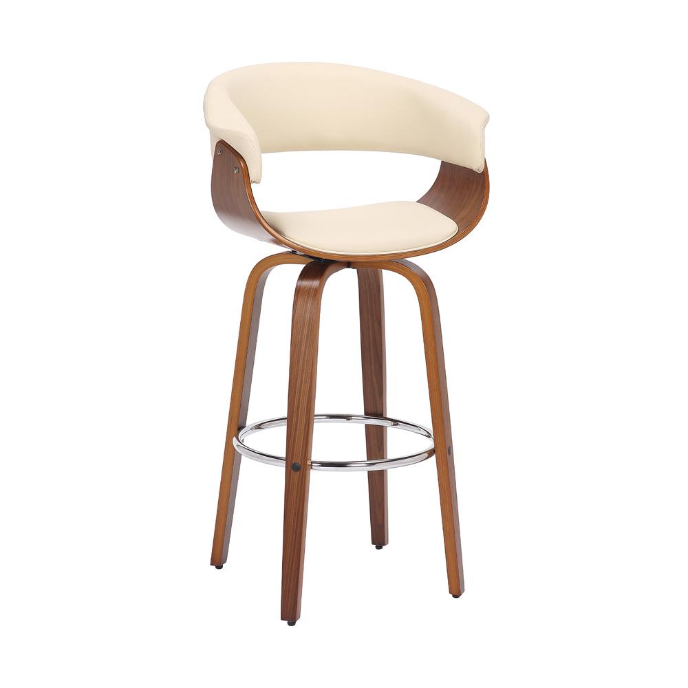 Armen Living - Julyssa 26in Counter Height Swivel Cream Faux Leather and Walnut Wood Bar Stool - LCJSBAWACR26 veiw 1