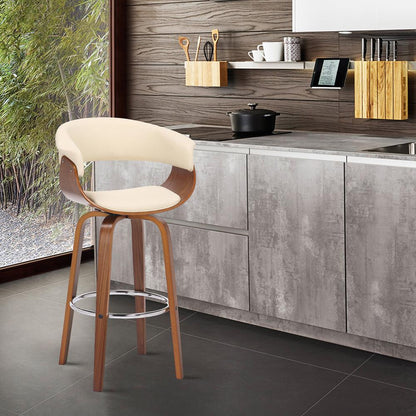Armen Living - Julyssa 26in Counter Height Swivel Cream Faux Leather and Walnut Wood Bar Stool - LCJSBAWACR26 veiw 8