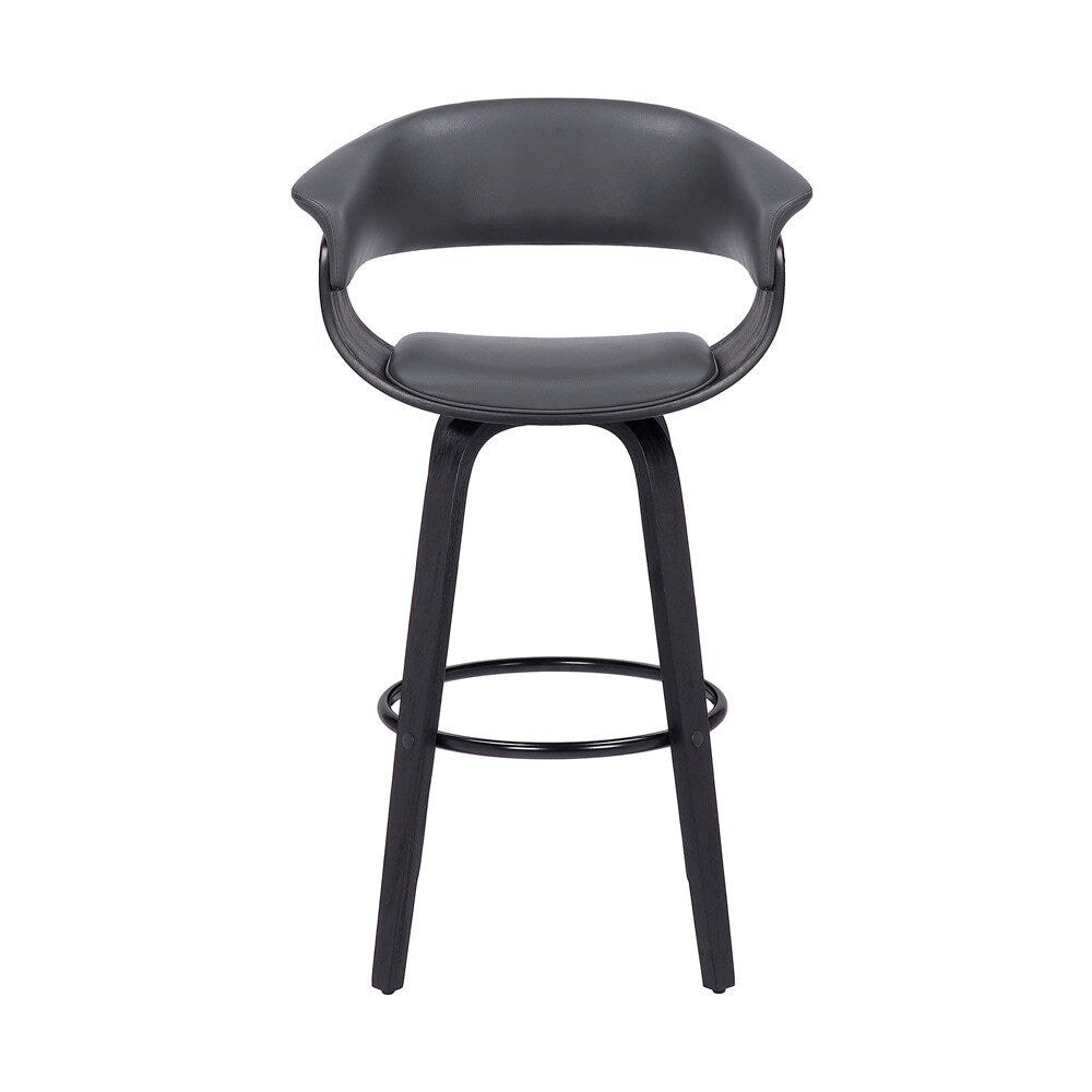 Armen Living - Julyssa 26in Counter Height Swivel Grey Faux Leather and Black Wood Bar Stool - LCJSBAGRBL26 veiw 2