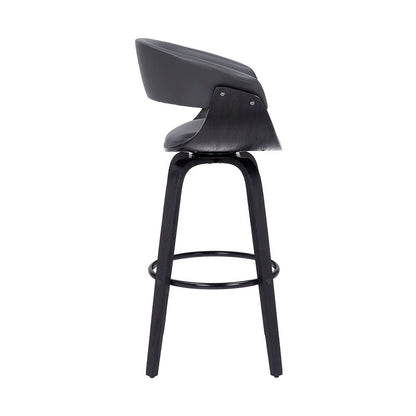 Armen Living - Julyssa 26in Counter Height Swivel Grey Faux Leather and Black Wood Bar Stool - LCJSBAGRBL26 veiw 3