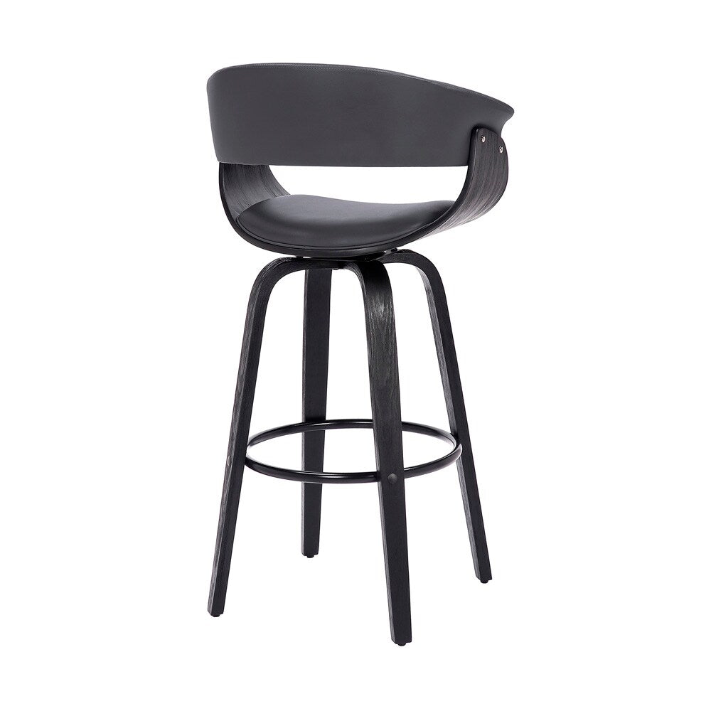 Armen Living - Julyssa 26in Counter Height Swivel Grey Faux Leather and Black Wood Bar Stool - LCJSBAGRBL26 veiw 4