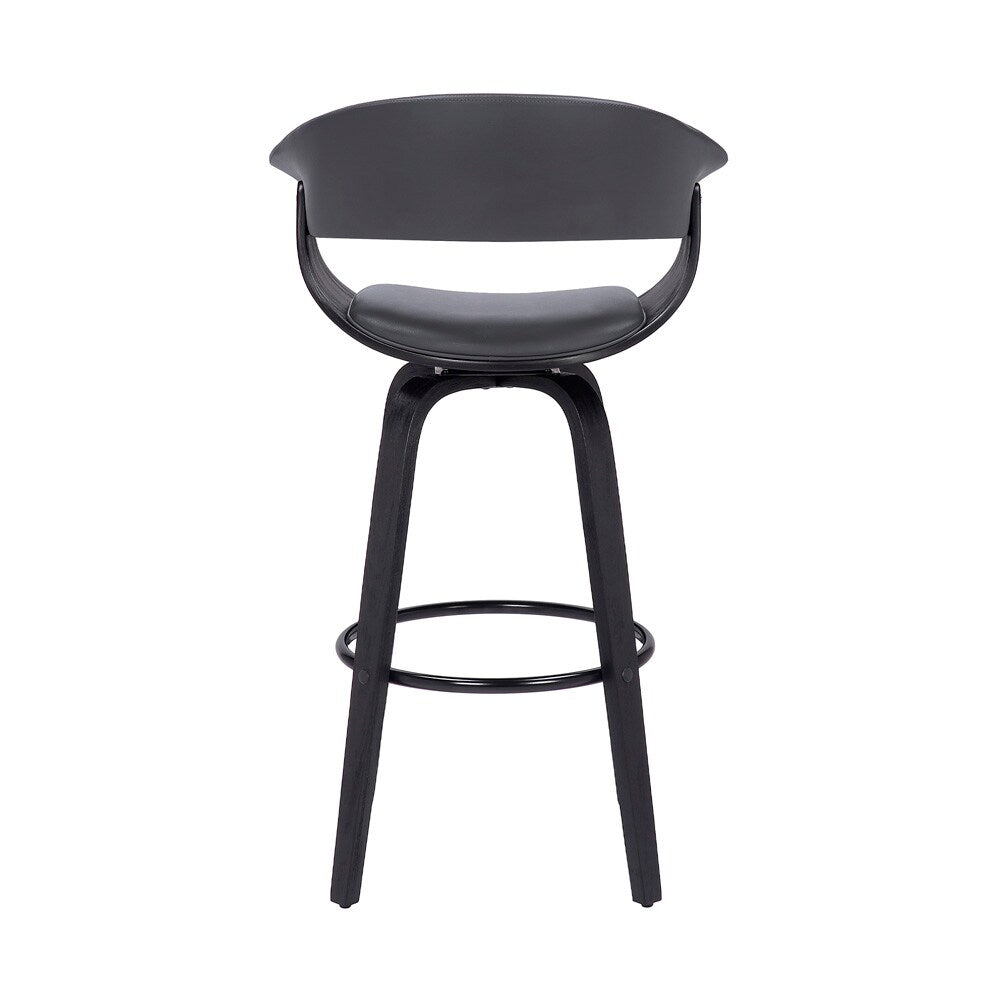 Armen Living - Julyssa 26in Counter Height Swivel Grey Faux Leather and Black Wood Bar Stool - LCJSBAGRBL26 veiw 5
