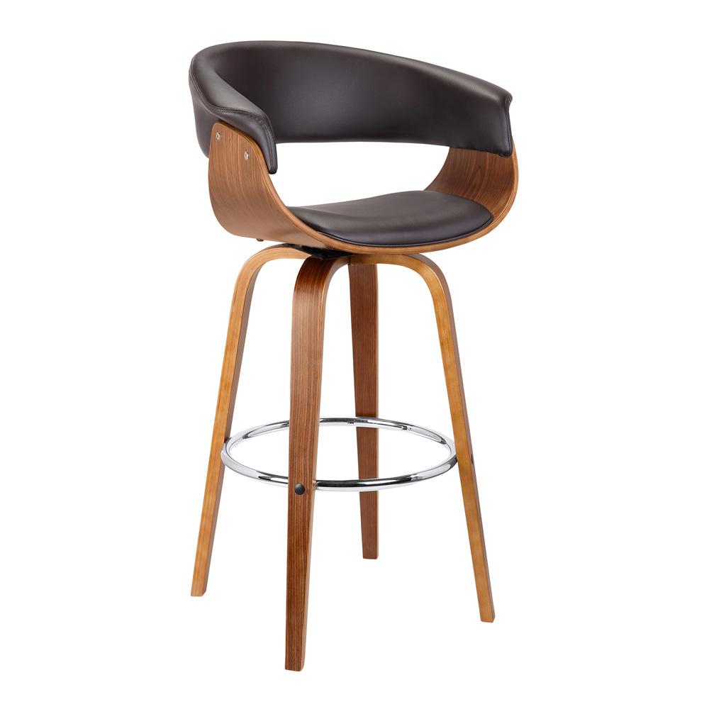 Armen Living - Julyssa 30in Bar Height Swivel Brown Faux Leather and Walnut Wood Bar Stool - LCJSBAWABR30 veiw 1