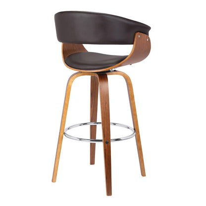 Armen Living - Julyssa 30in Bar Height Swivel Brown Faux Leather and Walnut Wood Bar Stool - LCJSBAWABR30 veiw 3