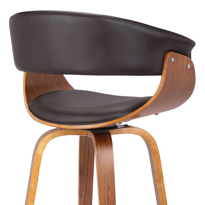 Armen Living - Julyssa 30in Bar Height Swivel Brown Faux Leather and Walnut Wood Bar Stool - LCJSBAWABR30 veiw 5