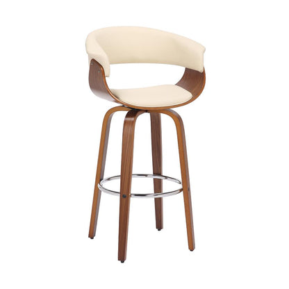 Armen Living - Julyssa 30in Bar Height Swivel Cream Faux Leather and Walnut Wood Bar Stool - LCJSBAWACR30 veiw 1
