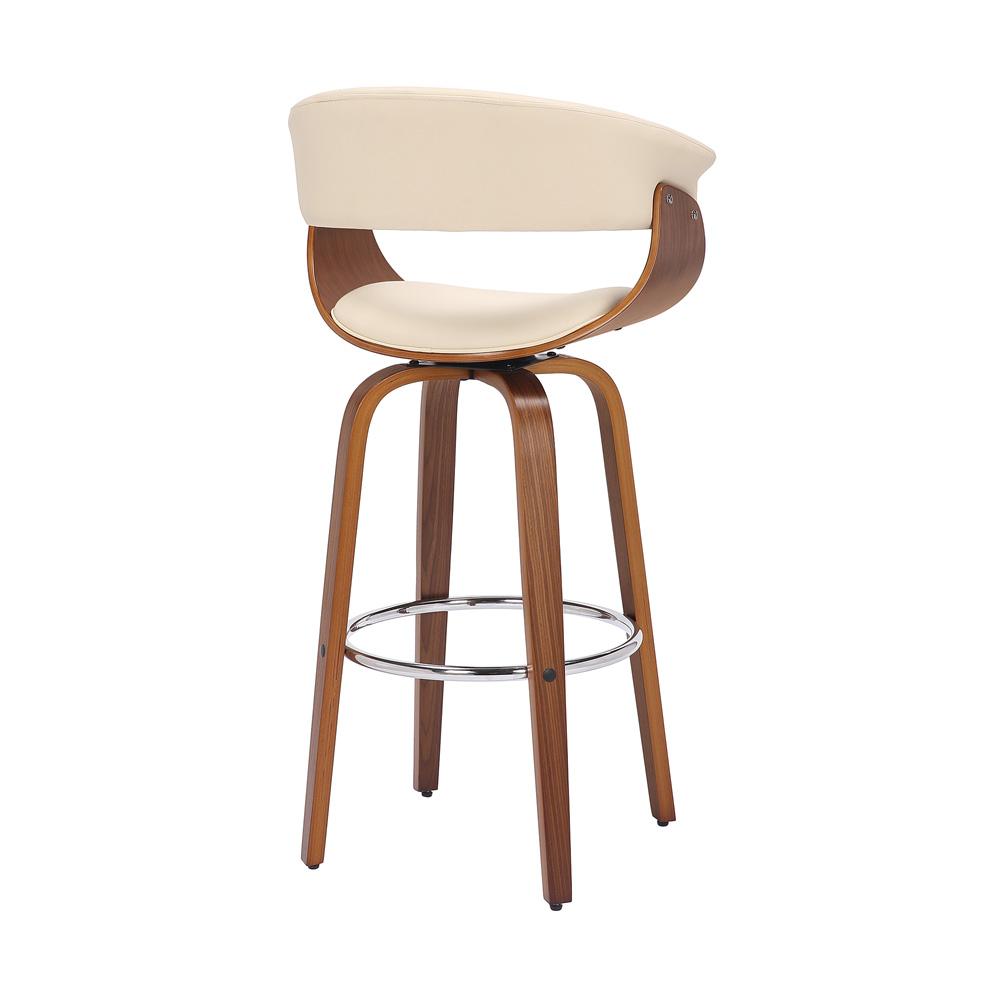 Armen Living - Julyssa 30in Bar Height Swivel Cream Faux Leather and Walnut Wood Bar Stool - LCJSBAWACR30 veiw 4