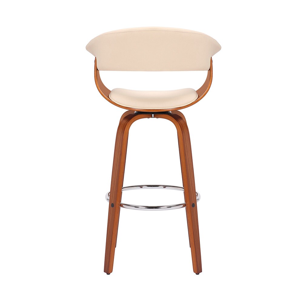 Armen Living - Julyssa 30in Bar Height Swivel Cream Faux Leather and Walnut Wood Bar Stool - LCJSBAWACR30 veiw 5