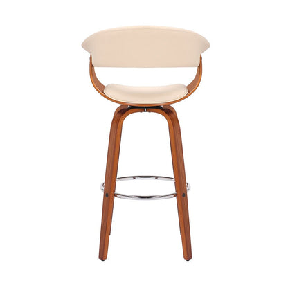 Armen Living - Julyssa 30in Bar Height Swivel Cream Faux Leather and Walnut Wood Bar Stool - LCJSBAWACR30 veiw 5