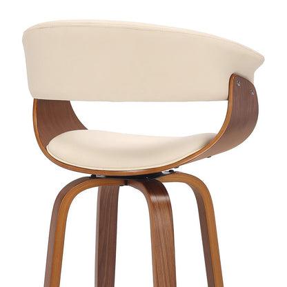 Armen Living - Julyssa 30in Bar Height Swivel Cream Faux Leather and Walnut Wood Bar Stool - LCJSBAWACR30 veiw 7