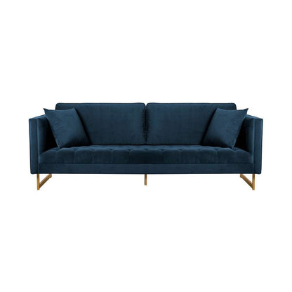 Armen Living - Lenox Blue Velvet Modern Sofa with Brass Legs - LCLN3BLU veiw 1