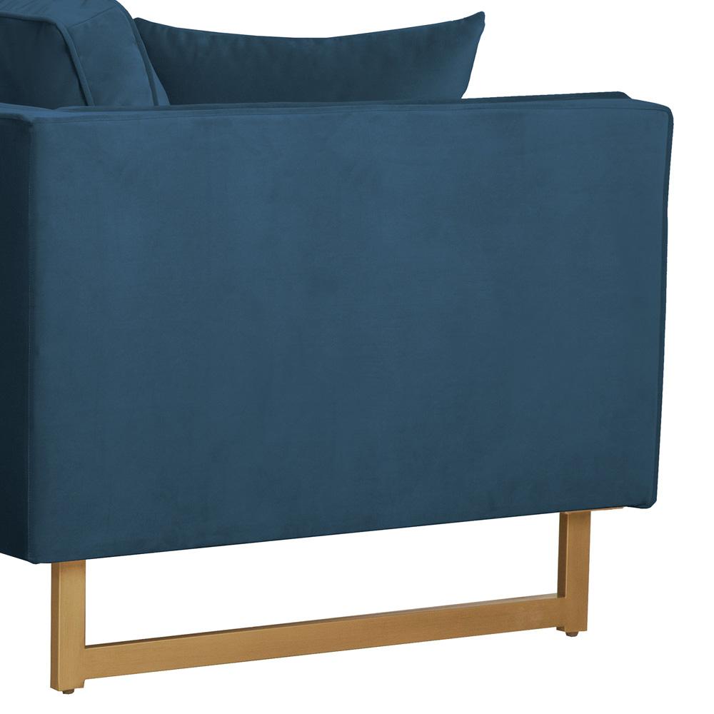 Armen Living - Lenox Blue Velvet Modern Sofa with Brass Legs - LCLN3BLU veiw 2