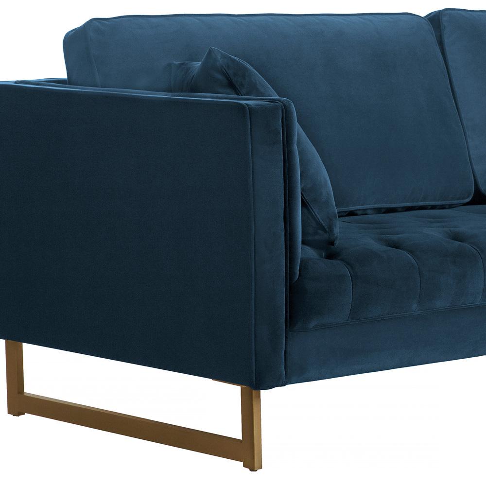 Armen Living - Lenox Blue Velvet Modern Sofa with Brass Legs - LCLN3BLU veiw 3