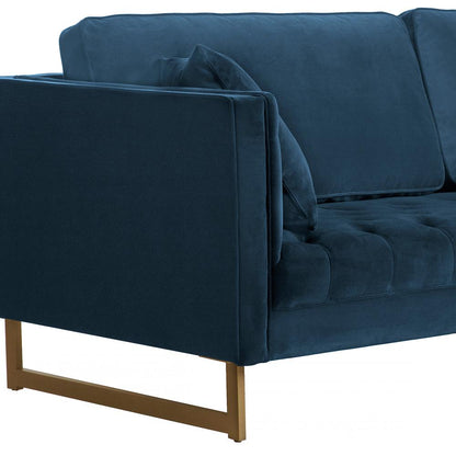 Armen Living - Lenox Blue Velvet Modern Sofa with Brass Legs - LCLN3BLU veiw 3